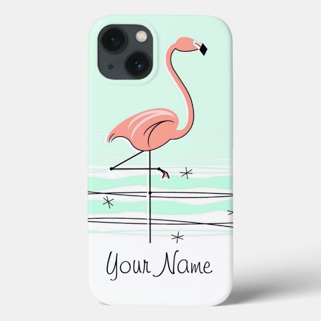 Fall Flamingo Aqua "Name" iPad Case-Mate iPhone Hülle (Rückseite)