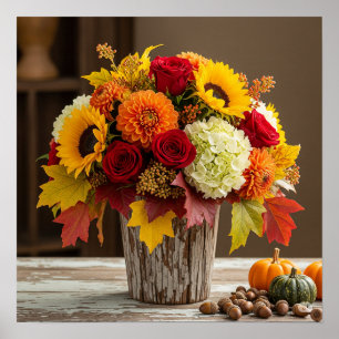 Fall Floral Arrangement Graphic Poster