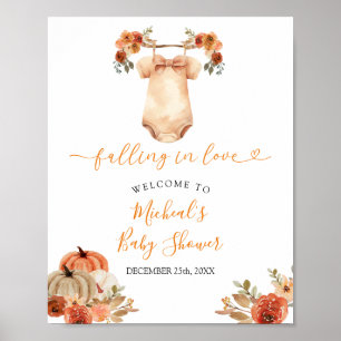 Fall Floral Baby Clothes Babydusche Begrüßung Poster