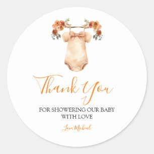 Fall Floral Baby Clothes Babydusche Danke Runder Aufkleber