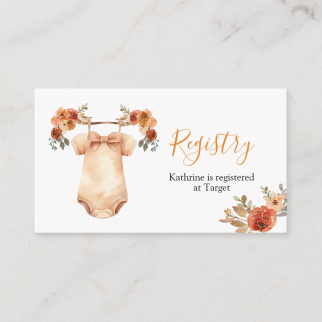 Fall Floral Baby Clothes Kinderdusche Registrierun Begleitkarte (Vorderseite)