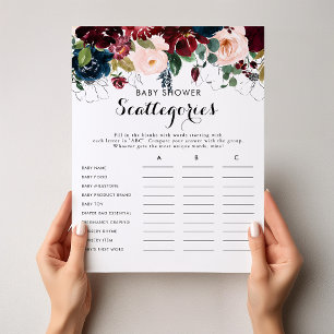 Fall Floral Baby Shooting Scattegories Spiel