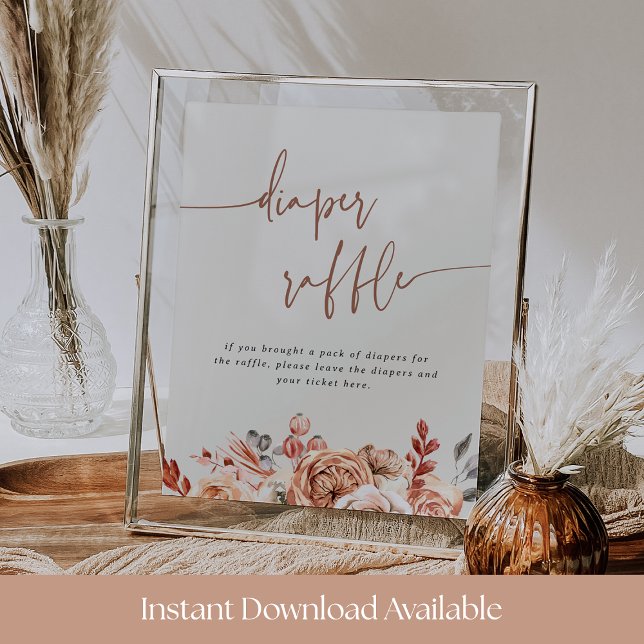 Fall Floral Baby Shower Diaper Raffle Sign Poster (Von Creator hochgeladen)