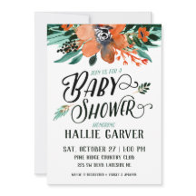 Fall Floral Baby Shower Einladung
