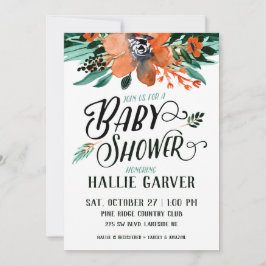 Fall Floral Baby Shower Einladung
