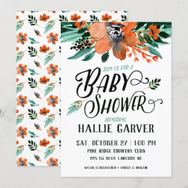 Fall Floral Baby Shower Einladung