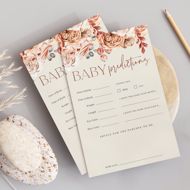 Fall Floral Baby Shower Predictions Game Sheet Flyer (Von Creator hochgeladen)