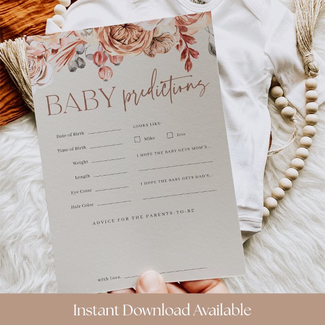 Fall Floral Baby Shower Predictions Spielkarte Einladung (Von Creator hochgeladen)