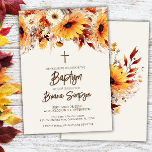Fall Floral Beige Taufe Einladung