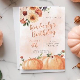 Fall Floral Birthday Party Einladung