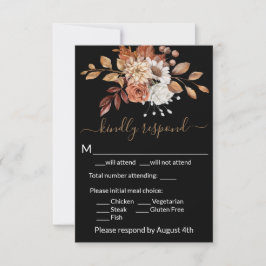 Fall Floral Black Enclosure RSVP Card