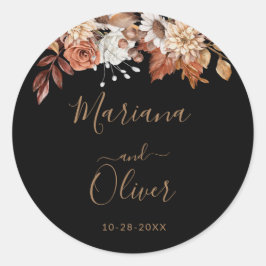 Fall Floral Black Umschlag Aufkleber