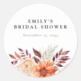 Fall Floral Boho Brautparty Runder Aufkleber