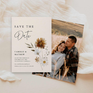 Fall Floral Boho Foto Save the Date Karte