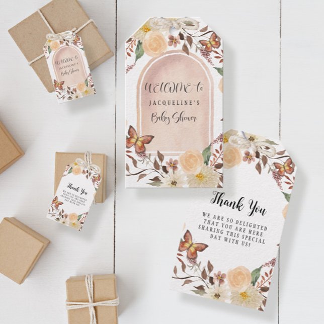 Fall Floral BOHO Herbst Butterfly Babydusche Geschenkanhänger (Von Creator hochgeladen)