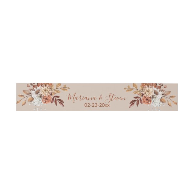 Fall Floral Bouquet auf Taupe Einladung Bauch Band (Flach)