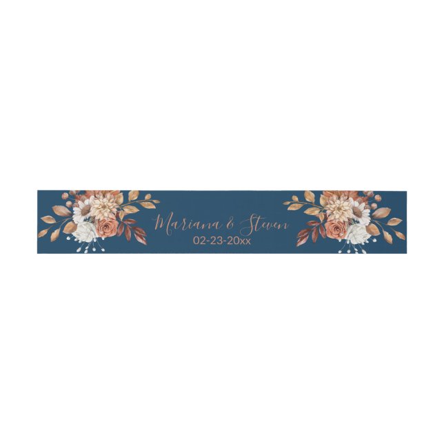 Fall Floral Bouquet Einladung Bauchband Einladungsbanderole (Flach)