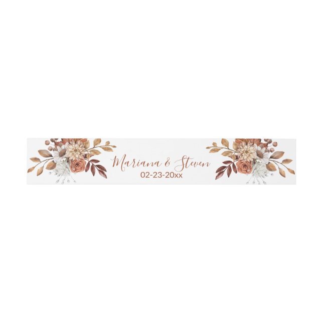 Fall Floral Bouquet Einladung Bauchband Einladungsbanderole (Flach)