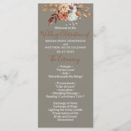 Fall Floral Bouquet Gray Wedding Program Programm