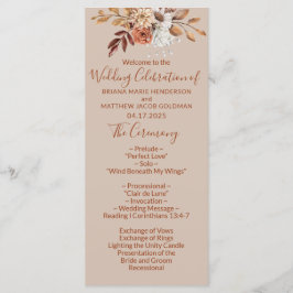 Fall Floral Bouquet Taupe Hochzeitsprogramm Programm