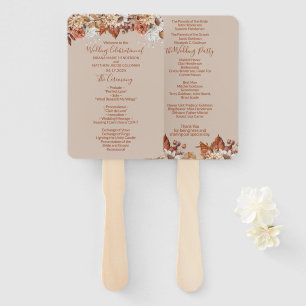 Fall Floral Bouquet Taupe Wedding Hand Fan Fächer