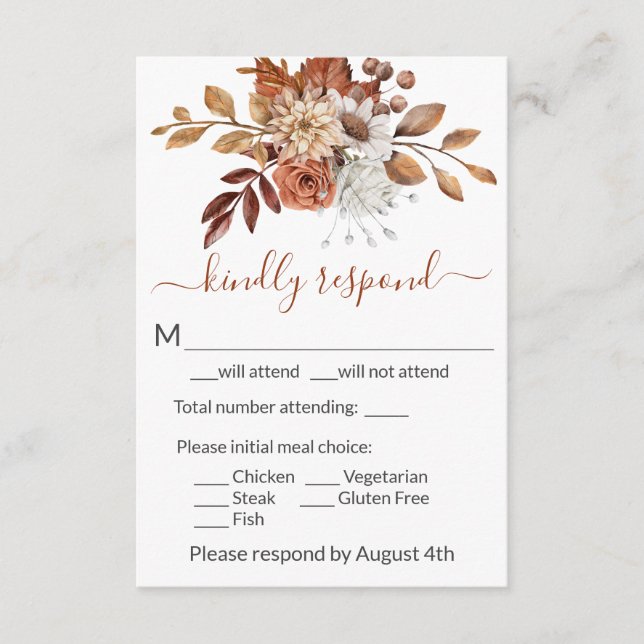 Fall Floral Bouquet Umschließung RSVP Karte (Vorderseite)