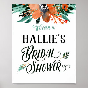 Fall Floral Brautparty Begrüßungszeichen Poster