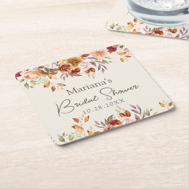 Fall Floral Brautparty Rechteckiger Pappuntersetzer (angewinkelt)