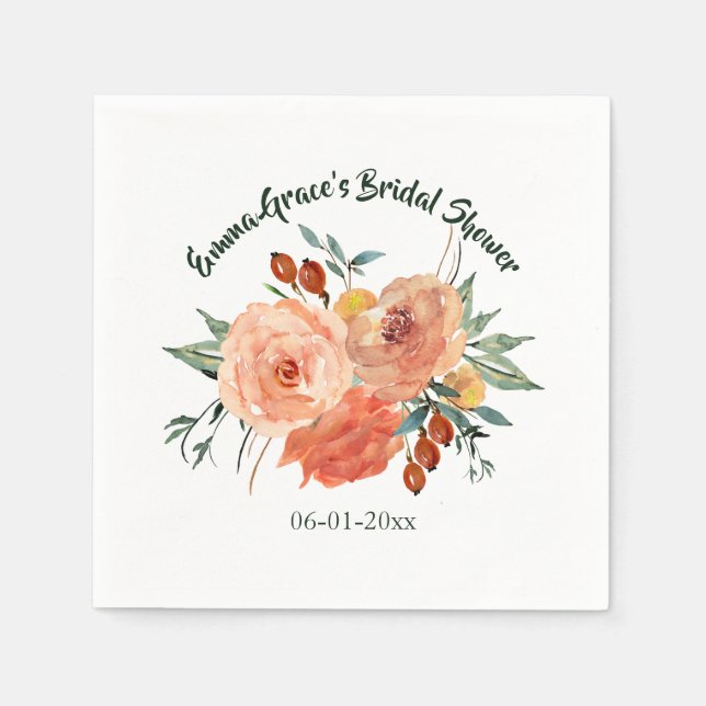 Fall Floral Brautparty Serviette (Vorderseite)