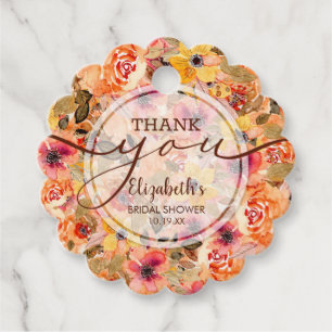 Fall Floral Brautparty Vielen Dank für Ihre Gefall Geschenkanhänger