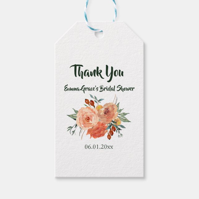 Fall Floral Brautparty Vielen Dank Geschenkanhänger (Vorderseite)