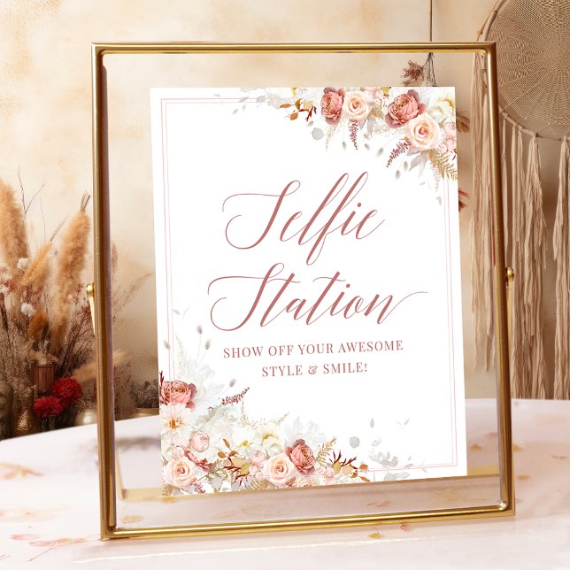 Fall Floral Bridal Shower Photo Booth Sign Poster (Von Creator hochgeladen)