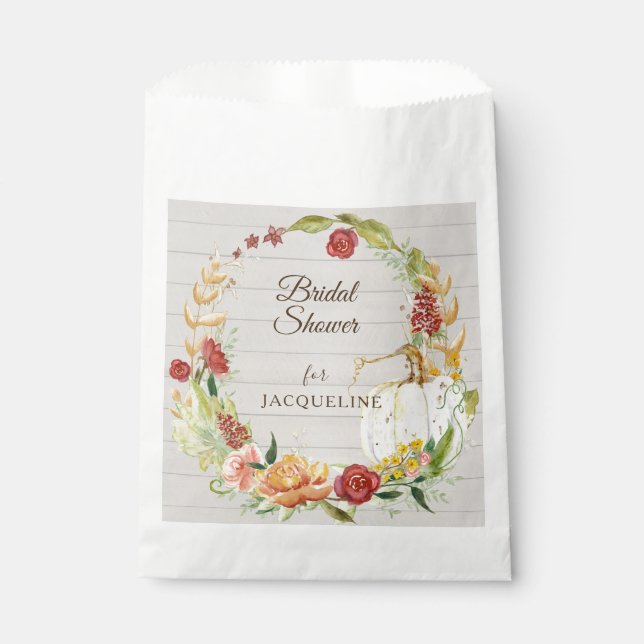 Fall Floral Burgundy White Pumpkin Brautparty Geschenktütchen (Vorderseite)