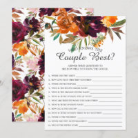 Fall Floral, der das Ehepaar Bestes Bridal-Spiel k