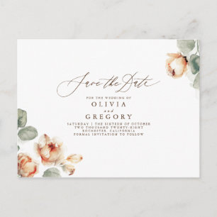 Fall Floral Elegant Save the Date Ankündigungspostkarte