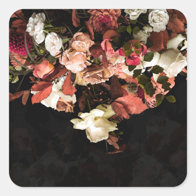 "Fall Floral Fantasy" Quadratischer Aufkleber (Vorderseite)