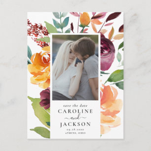 Fall Floral Foto Save the Date Postkarte