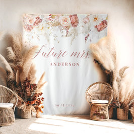 Fall Floral Future Mrs Bridal Shower Backdrop Wandteppich