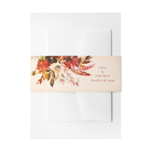 Fall Floral gestrichelte Linen Einladung Bauchband Einladungsbanderole