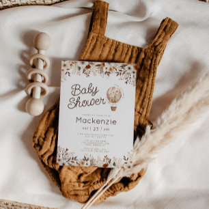 Fall Floral Hot Air Ballon Babydusche Einladung