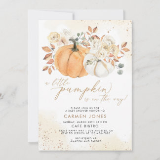 Fall Floral Little Pumpkin Baby Dusche Einladung
