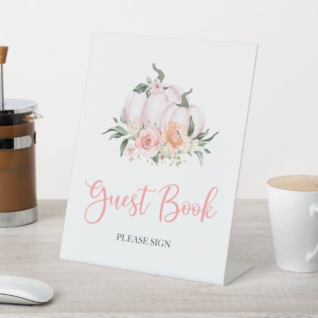 Fall Floral Little Pumpkin Shower Guest Book Sockelschild (In SItu)
