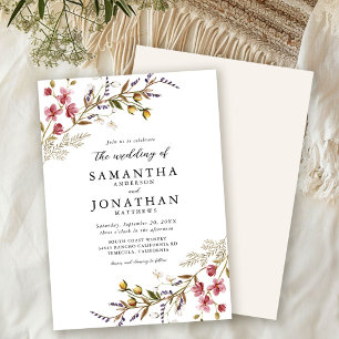 Fall Floral Moderne Wildblumen Hochzeit Einladung