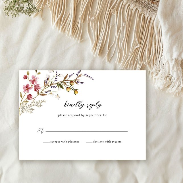 Fall Floral Moderne Wildblumen Hochzeit RSVP Karte (Von Creator hochgeladen)
