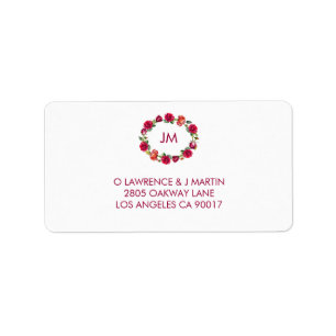 Fall Floral Monogram KREAT-Adresse Adressaufkleber