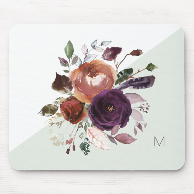Fall Floral Monogramm Mousepad (Vorne)