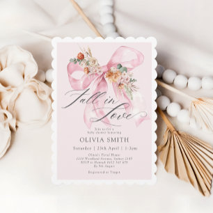 Fall Floral Pink Bow Fall in Liebe Babydusche Einladung