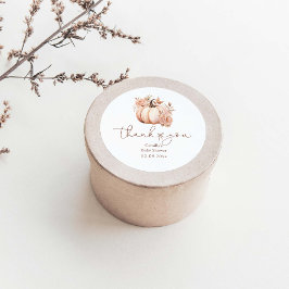 Fall Floral Pumpkin Baby Dusche Danke Runder Aufkleber