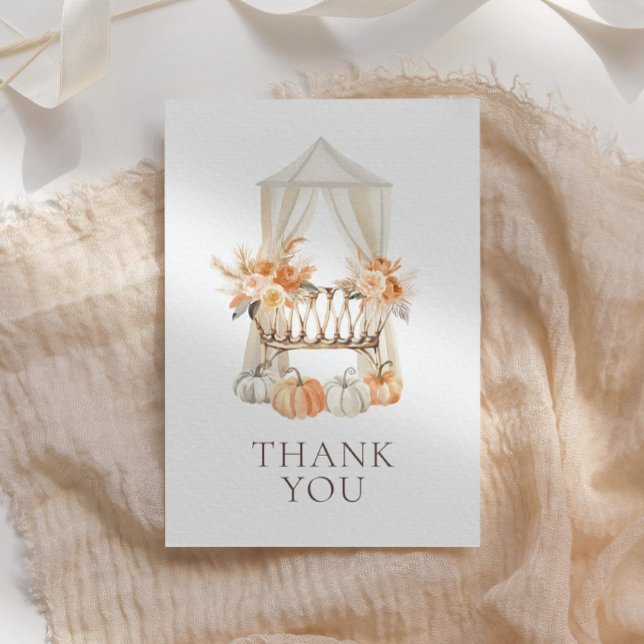Fall Floral Pumpkin Baby Dusche Dankeskarte (Von Creator hochgeladen)