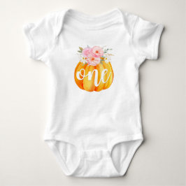 Fall Floral Pumpkin Baby Girl's 1st Birthday ONE Baby Strampler